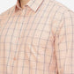 Peach Checked Smart Fit Semi Casual Shirt | Greenfibre