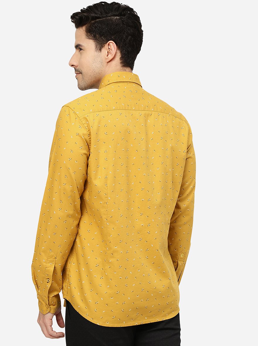 Mustard Yellow Solid Smart Fit Semi Casual Shirt | Greenfibre