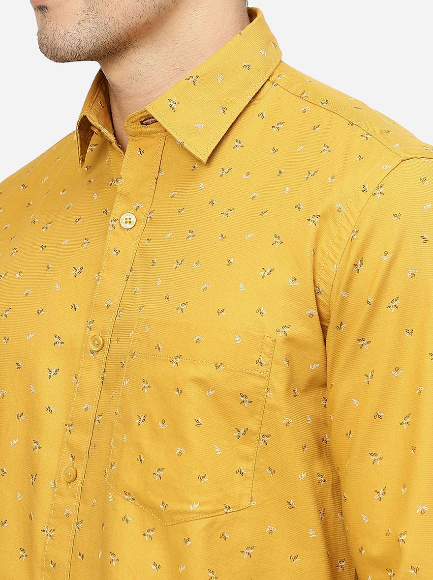 Mustard Yellow Solid Smart Fit Semi Casual Shirt | Greenfibre