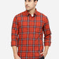 Orange Checked Slim Fit Casual Shirt | Greenfibre