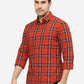 Orange Checked Slim Fit Casual Shirt | Greenfibre