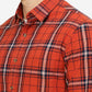 Orange Checked Slim Fit Casual Shirt | Greenfibre