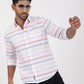 Pink Striped Slim Fit Casual Shirt | Greenfibre