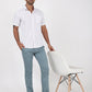 Light Blue Solid Super Slim Fit Casual Trouser | Greenfibre