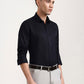 Navy Blue Solid Slim Fit Party Wear Shirt | Greenfibre