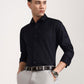 Navy Blue Solid Slim Fit Party Wear Shirt | Greenfibre