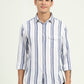 White & Blue Striped Slim Fit Casual Shirt | Greenfibre