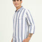 White & Blue Striped Slim Fit Casual Shirt | Greenfibre