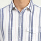 White & Blue Striped Slim Fit Casual Shirt | Greenfibre