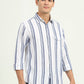 White & Blue Striped Slim Fit Casual Shirt | Greenfibre