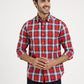 Red Checked Slim Fit Casual Shirt | Greenfibre