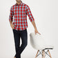 Red Checked Slim Fit Casual Shirt | Greenfibre