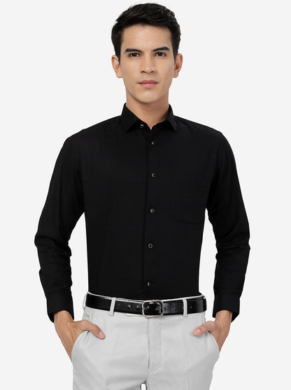 Black Solid Slim Fit Party Wear Shirt | Greenfibre