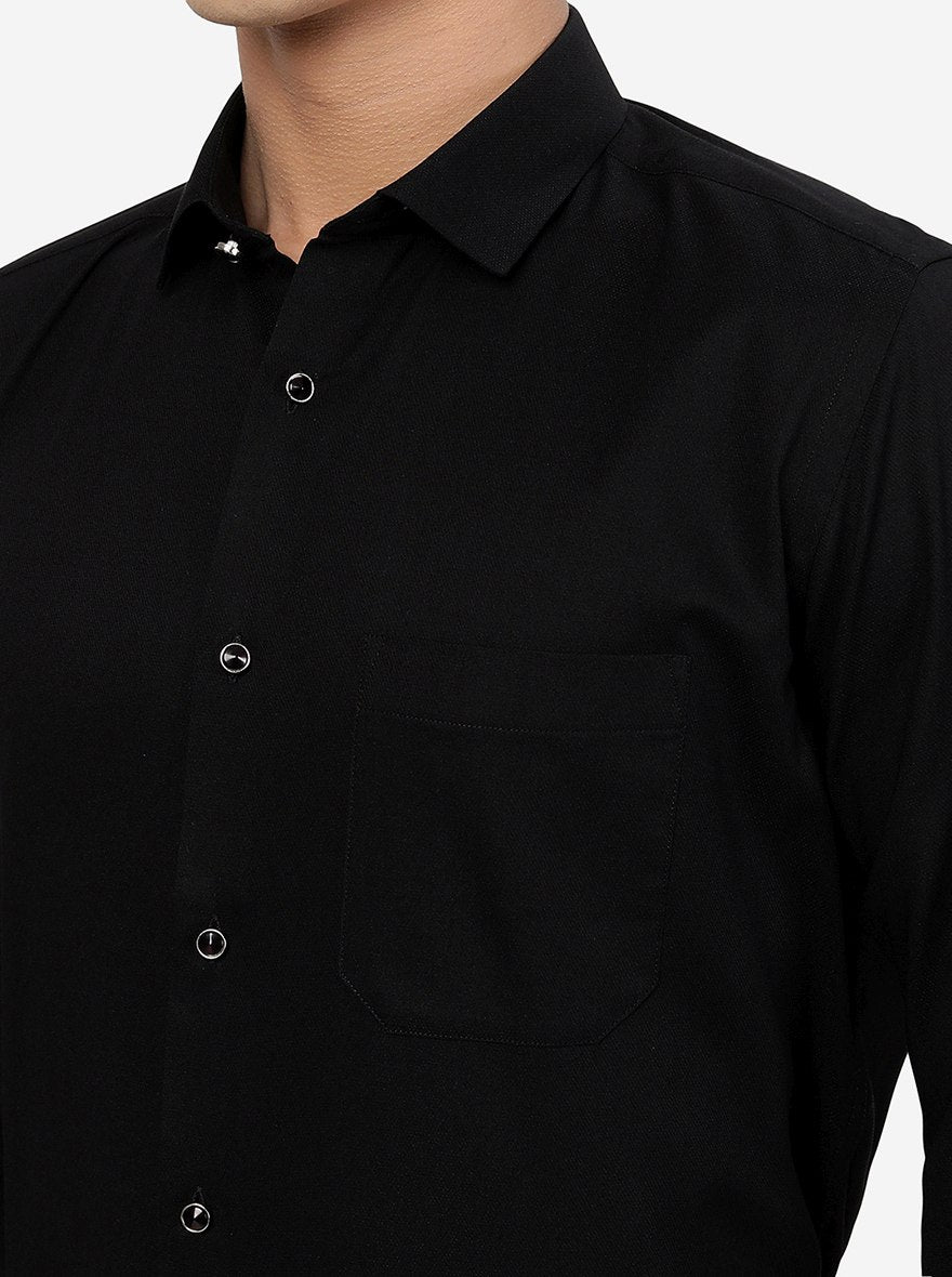 Black Solid Slim Fit Party Wear Shirt | Greenfibre