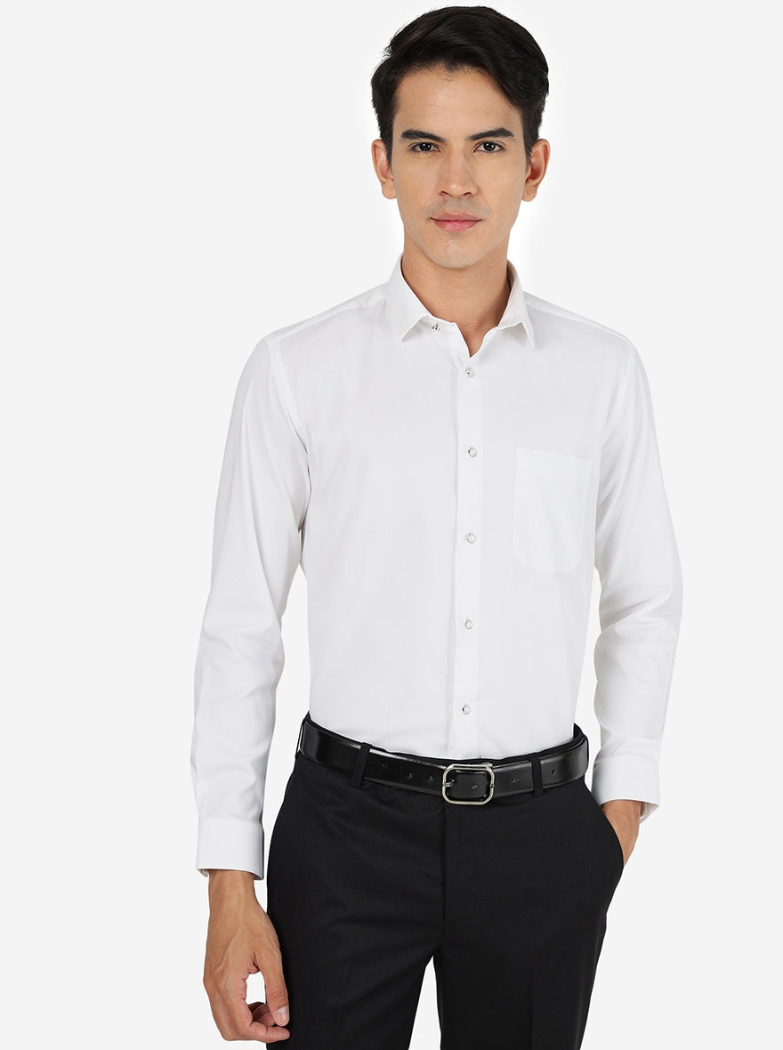 White Solid Slim fit Party Wear Shirt | Greenfibre