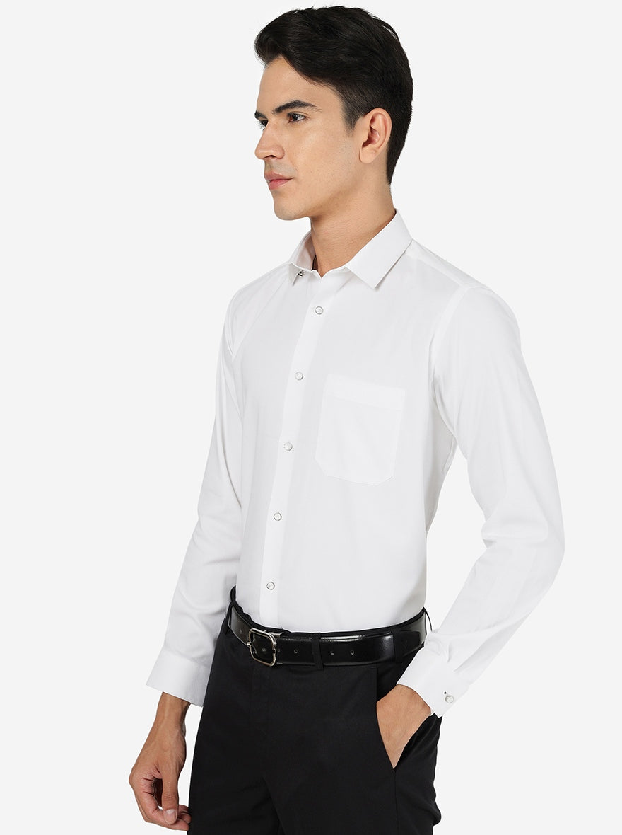 White Solid Slim fit Party Wear Shirt | Greenfibre