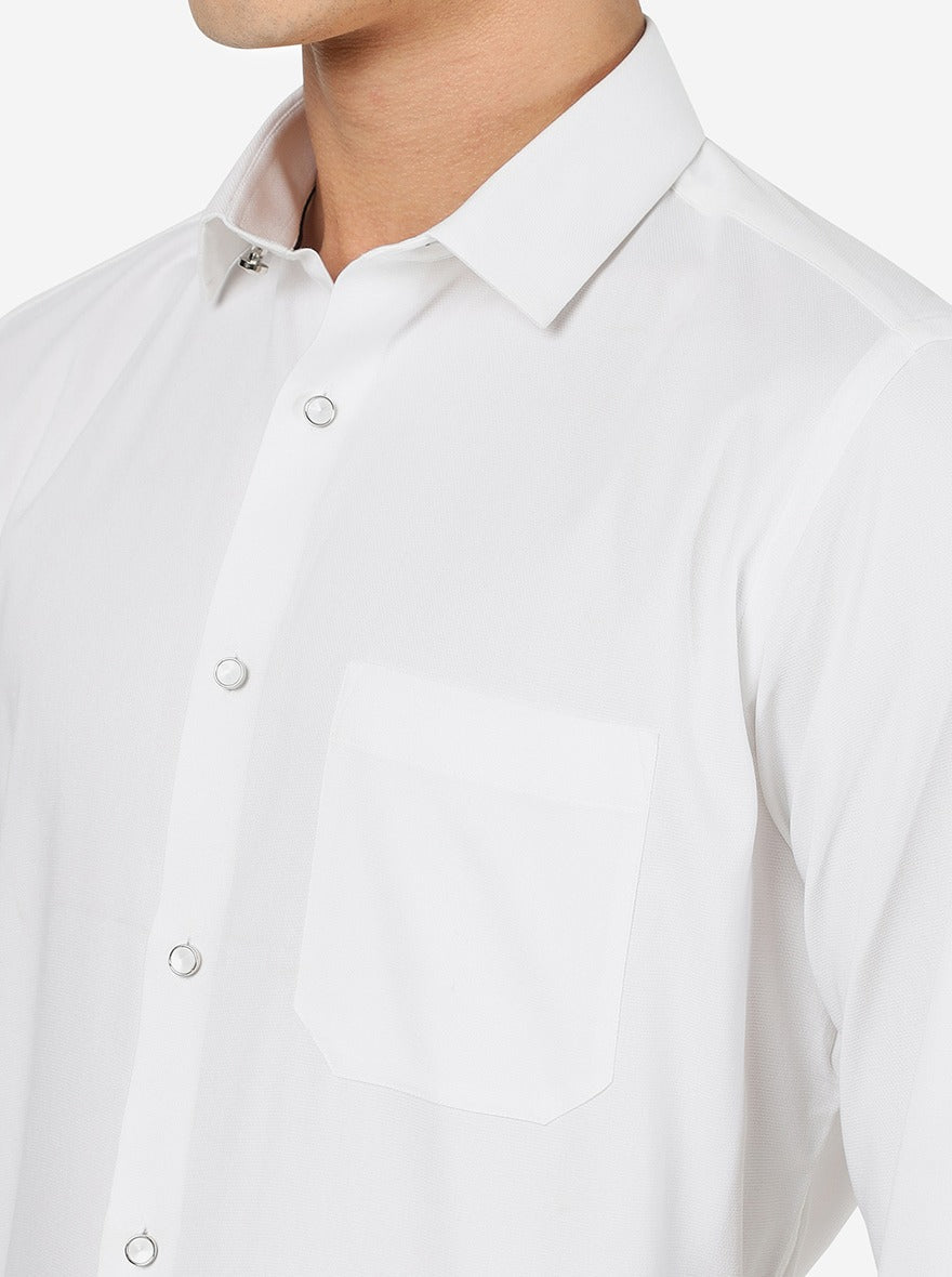 White Solid Slim fit Party Wear Shirt | Greenfibre