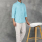 Light Blue Printed Slim Fit Casual Shirt | GreenFibre