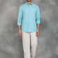 Light Blue Printed Slim Fit Casual Shirt | GreenFibre