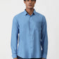 Blue Solid Slim Fit Casual Shirt | Greenfibre
