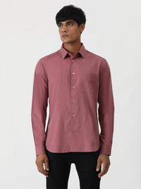 Pink Solid Slim Fit Casual Shirt | Greenfibre