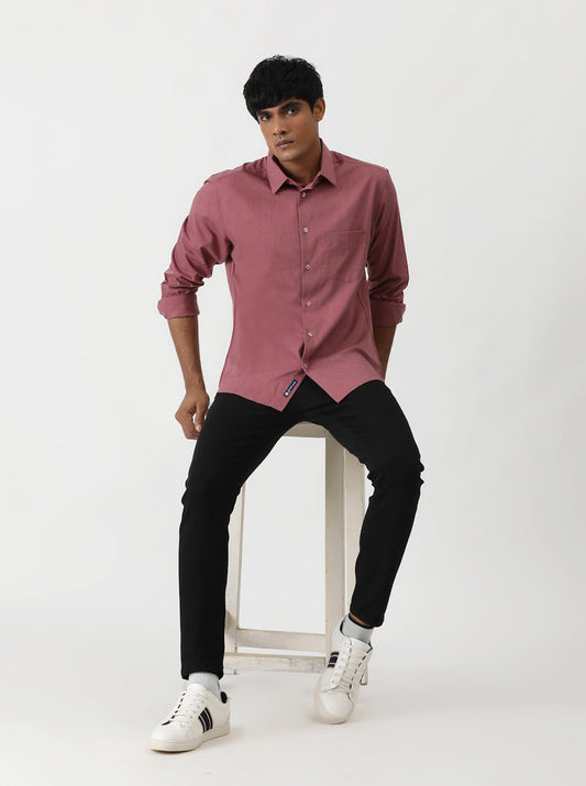 Pink Solid Slim Fit Casual Shirt | Greenfibre