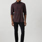 Red Checked Slim Fit Casual Shirt | Greenfibre