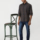 Blue Checked Slim Fit Casual Shirt | Greenfibre