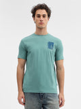 Sage Green Printed Slim Fit T-Shirt | Greenfibre