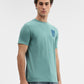 Sage Green Printed Slim Fit T-Shirt | Greenfibre