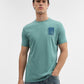 Sage Green Printed Slim Fit T-Shirt | Greenfibre
