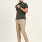 Khaki Solid Neo Fit Casual Trouser | Greenfibre