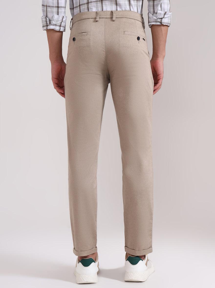 Khaki Solid Neo Fit Casual Trouser | Greenfibre