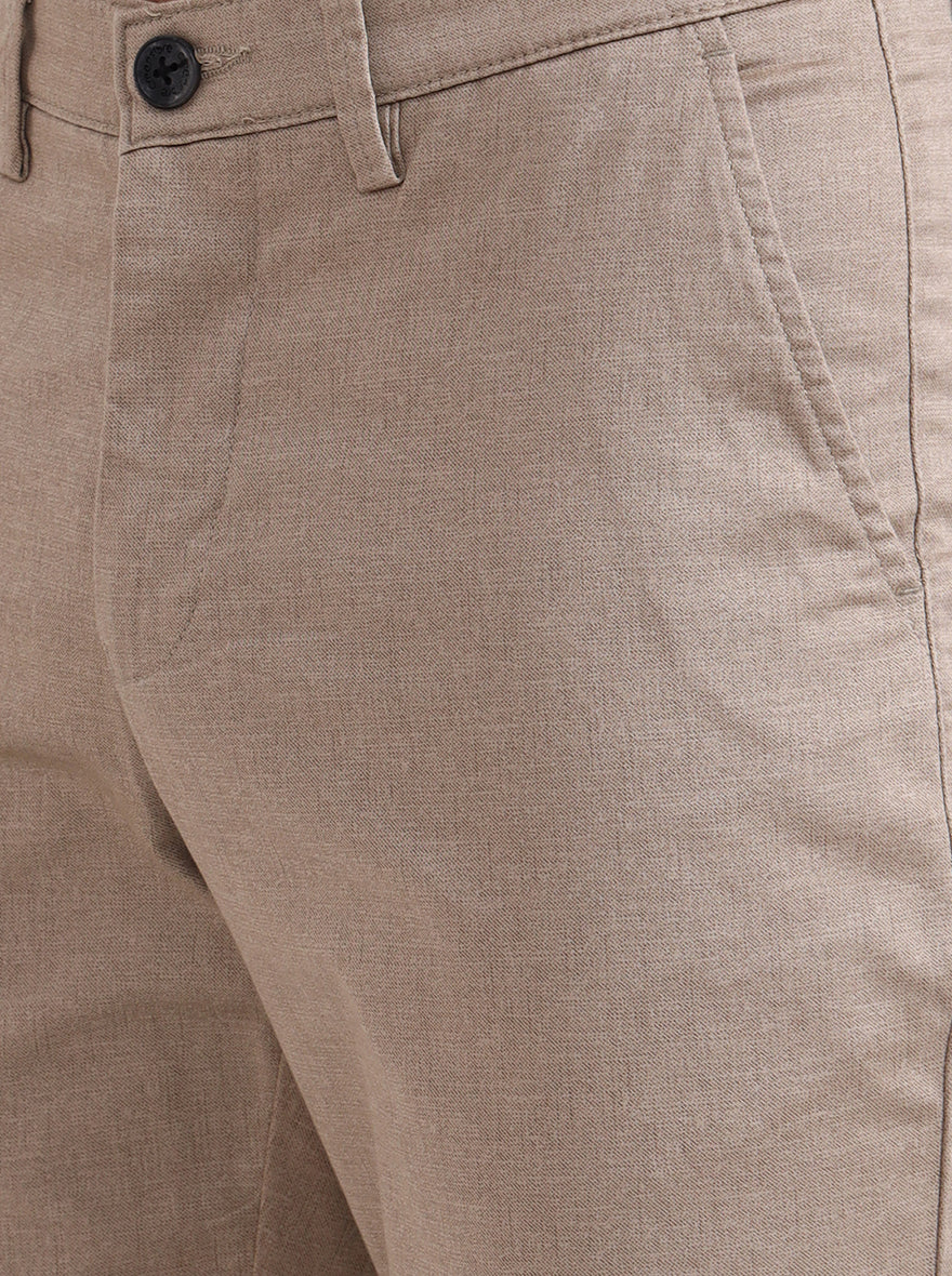 Khaki Solid Neo Fit Casual Trouser | Greenfibre