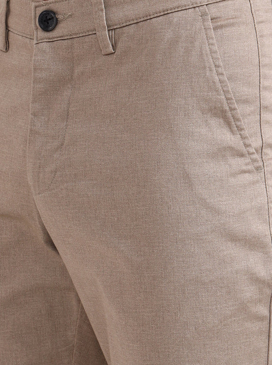 Khaki Solid Neo Fit Casual Trouser | Greenfibre