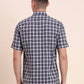 Navy Blue Checked Smart Fit Semi Casual Shirt | Greenfibre
