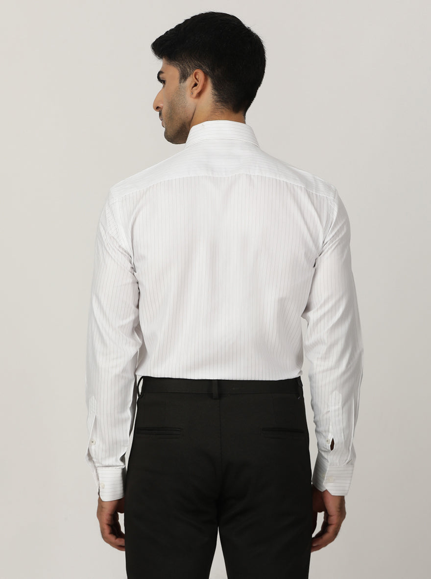 White Striped Regular Fit Formal Shirt | Greenfibre