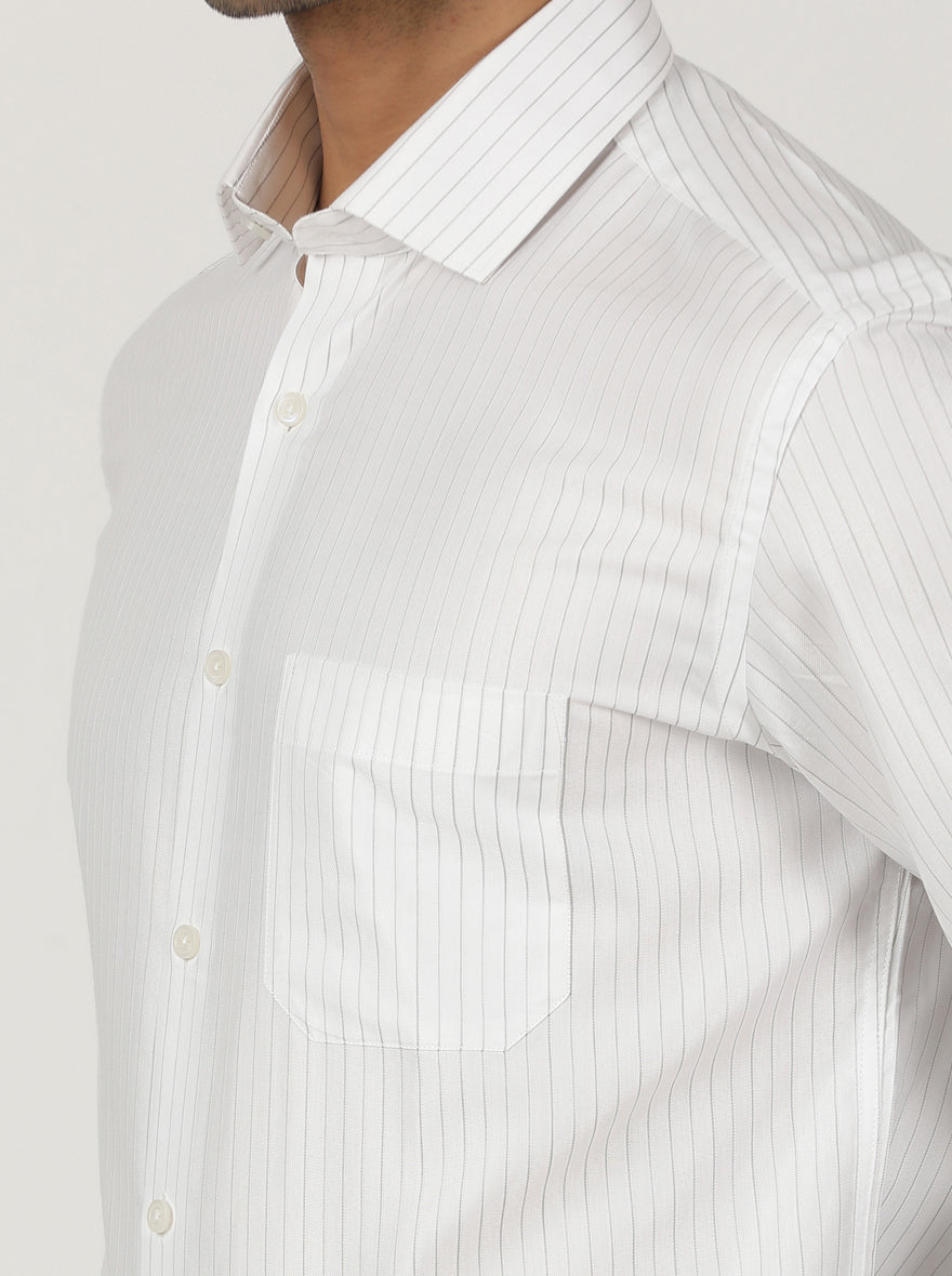 White Striped Regular Fit Formal Shirt | Greenfibre