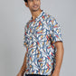 Blue Printed Slim Fit Casual Shirt | JadeBlue
