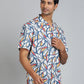 Blue Printed Slim Fit Casual Shirt | JadeBlue