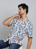 Blue Printed Slim Fit Casual Shirt | JadeBlue