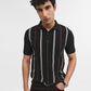 Black & White Striped Slim Fit Polo T-Shirt | Greenfibre