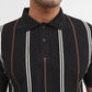 Black & White Striped Slim Fit Polo T-Shirt | Greenfibre