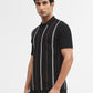 Black & White Striped Slim Fit Polo T-Shirt | Greenfibre