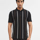Black & White Striped Slim Fit Polo T-Shirt | Greenfibre