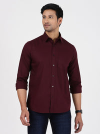 Wine Solid Smart Fit Semi Casual Shirt | Greenfibre