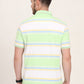 White & Green Striped Slim Fit Polo T-Shirt | JadeBlue