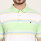 White & Green Striped Slim Fit Polo T-Shirt | JadeBlue