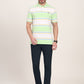 White & Green Striped Slim Fit Polo T-Shirt | JadeBlue