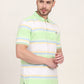 White & Green Striped Slim Fit Polo T-Shirt | JadeBlue